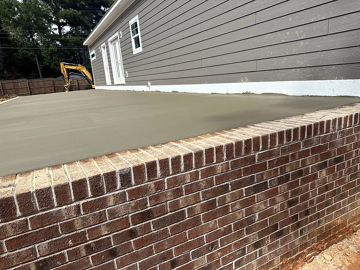 Brick wall with concrete slab